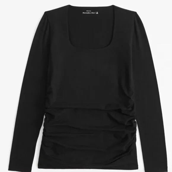 Abercombie and Fitch Maternity Long Sleeve Black Top - Picture 1 of 4